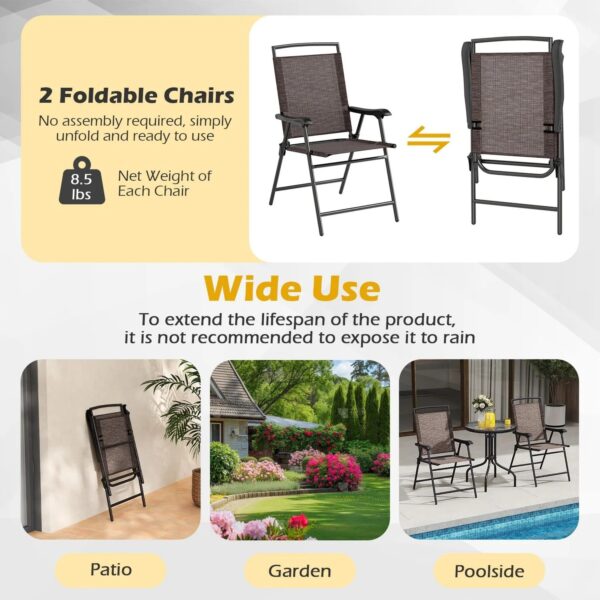 3 Pieces Bistro Set with Tempered Glass Table - Image 3