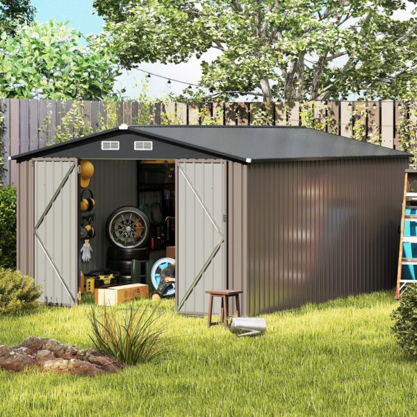 10 x 14 FT Outdoor Storage Shed with Improved Windproof Metal Structure - Image 5
