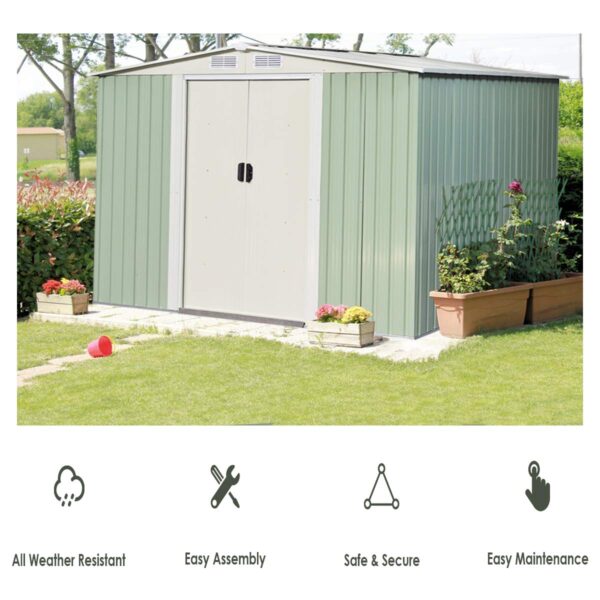 Galvanized Steel Outdoor Storage Shed 8.5X 8.5Ft Heavy Duty Tool House - Image 5