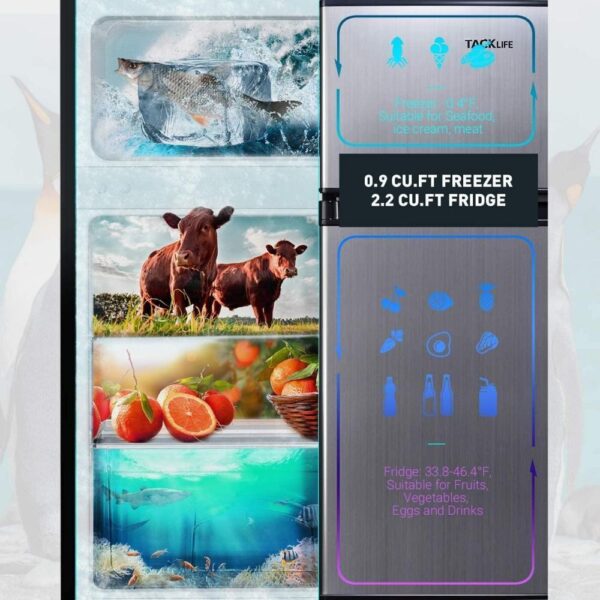 Mini Fridge with Freezer, 3.1 Cu.Ft Small Refrigerator, Compact Refrigerator with LED Light - Image 7