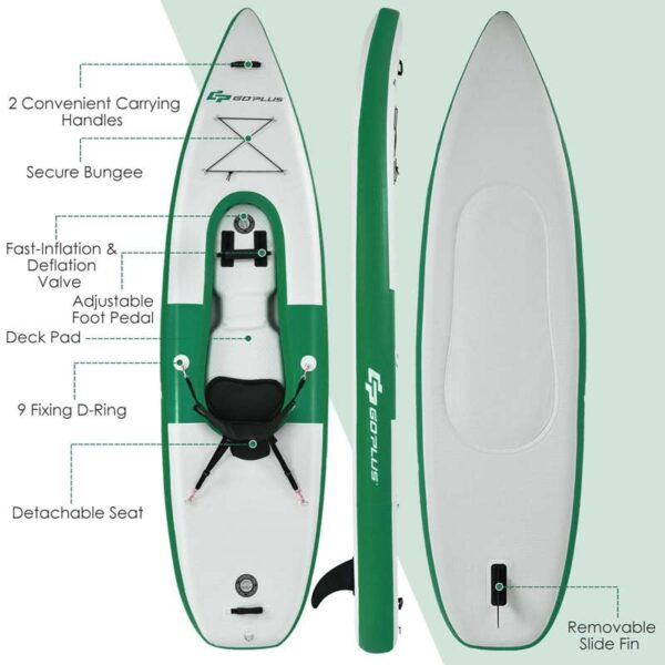 1-Person Inflatable Kayak with Hand Pump & Adjustable Aluminum Oars, 11FT Portable Canoe Boat Raft Kayaks for Fishing Touring - Image 8
