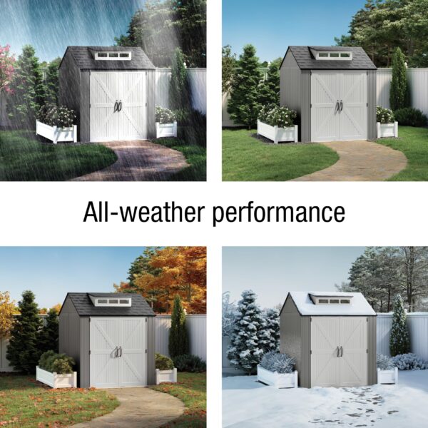 Extra Large Resin Outdoor Storage Shed With Floor (7 x 10 Ft.), Weather Resistant, Brown, Organization for Home/Lawn Mower/Backyard Equipment/Bike Storage/Pool Supplies - Image 7