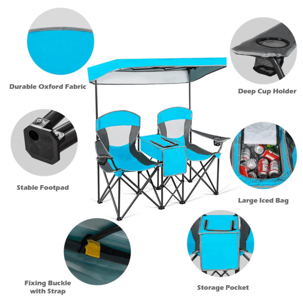 Double Camping Seat w/Shade Canopy - Image 3