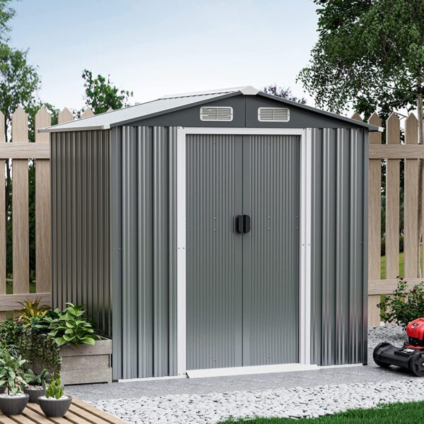 6' x 4' Outdoor Storage Shed, Weather-Resistant Galvanized Metal Tool House - Image 9