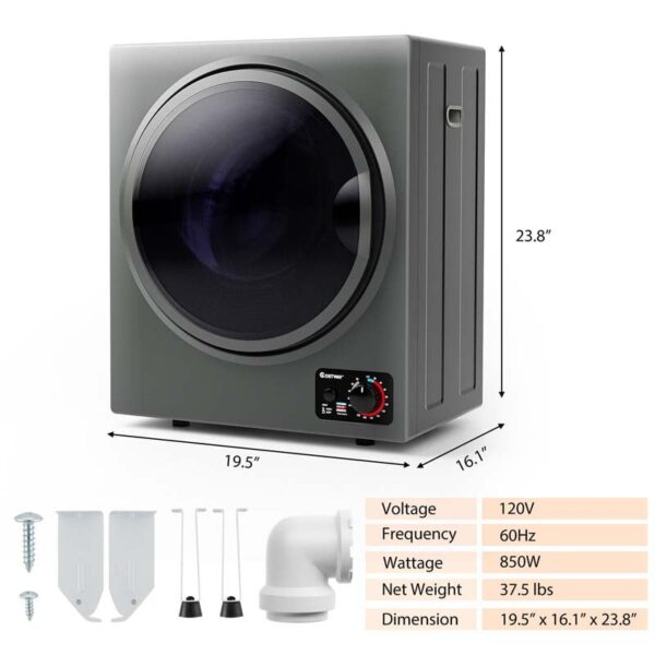 10 lbs Portable Clothes Dryer, Wall Mounted Front Load Dryer Tumble Dryer, Portable Dryer Machine for Apartments RV - Image 19