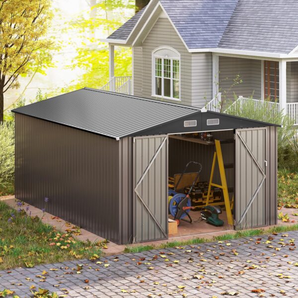 10 x 14 FT Outdoor Storage Shed with Improved Windproof Metal Structure - Image 12