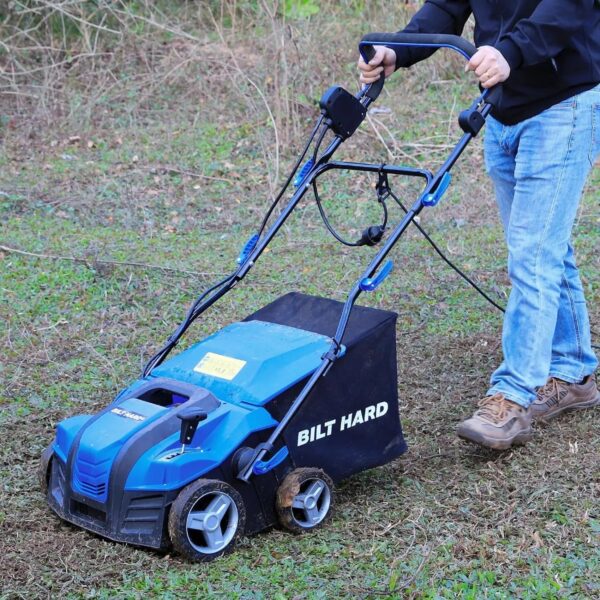 15 Amp Electric Dethatcher & Scarifier: 16" Width, 14.5-Gallon Bag, 2-in-1 Walk-Behind Lawn Tool - Image 9