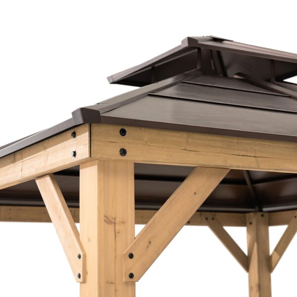 10 ft. x 10 ft. Cedar Framed Gazebo with Steel 2-Tier Hip Roof Hardtop - Image 11