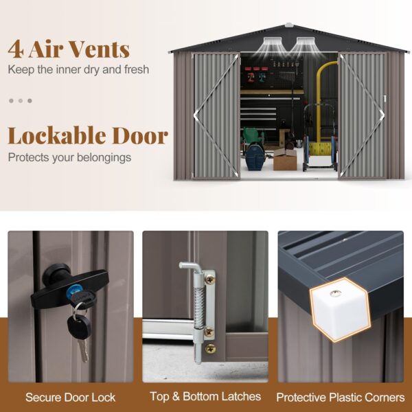 10 x 14 FT Outdoor Storage Shed with Improved Windproof Metal Structure - Image 9