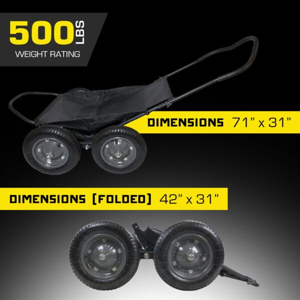 Crawler Multi-Use Folding Cart, Hunting Fishing Cart, 500lb Capacity, Black - Image 3