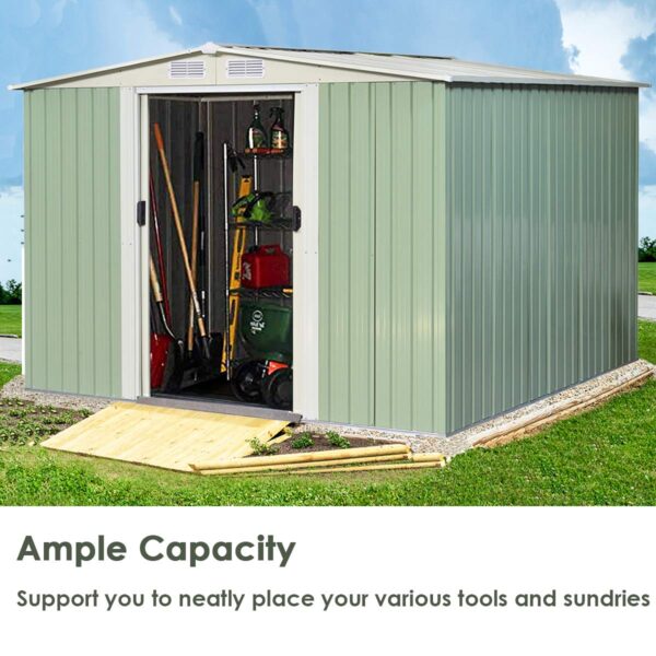 Galvanized Steel Outdoor Storage Shed 8.5X 8.5Ft Heavy Duty Tool House - Image 2