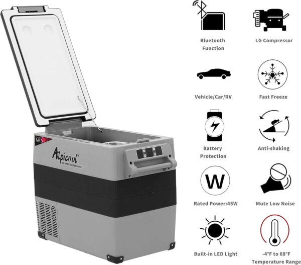 Portable Refrigerator 12 Volt Car Freezer 42 Quart Mini Fridge Freezer (-4°C~68°C) for Truck, RV, Vehicle, Travel, Outdoor -12/24V DC - Image 2