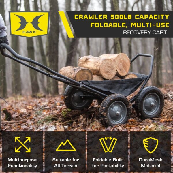 Crawler Multi-Use Folding Cart, Hunting Fishing Cart, 500lb Capacity, Black - Image 2