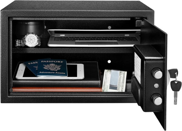 Basic steel safety box with programmable electronic keyboard, 0.7 cubic feet, black - Image 2