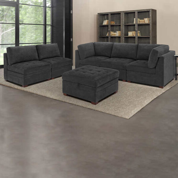 Thomasville Tisdale Fabric Sectional with Storage Ottoman - Image 6