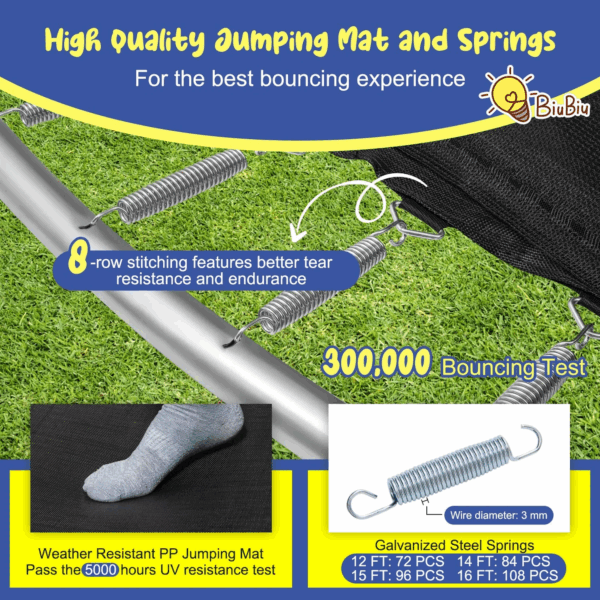 Outdoor Trampoline, 12FT/ 14FT/ 15FT/ 16FT ASTM Approved Trampoline - Image 6