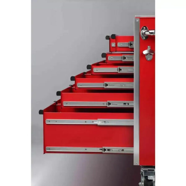 72 in. W x 24 in. D 15-Drawer Tool Chest Mobile Workbench with Stainless Steel Top and Dual Locks in Red - Image 5