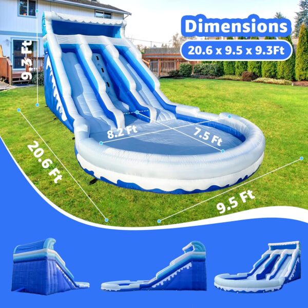 Large Inflatable Water Slide Swimming Pool Play Center, Commercial Grade Lightweight Premium Water Slide Bounce House 20.6x9.5x9.3Ft for Kids and Adults (with Blower) - Image 3