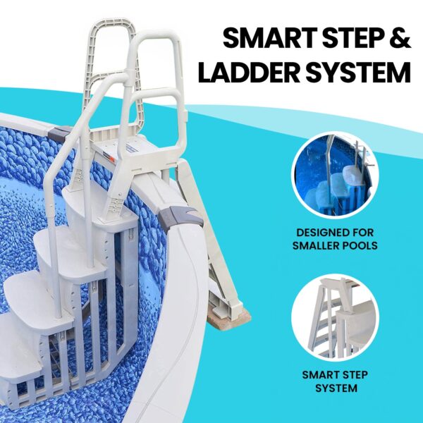 Main Access Smart Step 24 Inch Wide Swimming Pool Entrance w/ Hand Rail, Taupe - Image 6