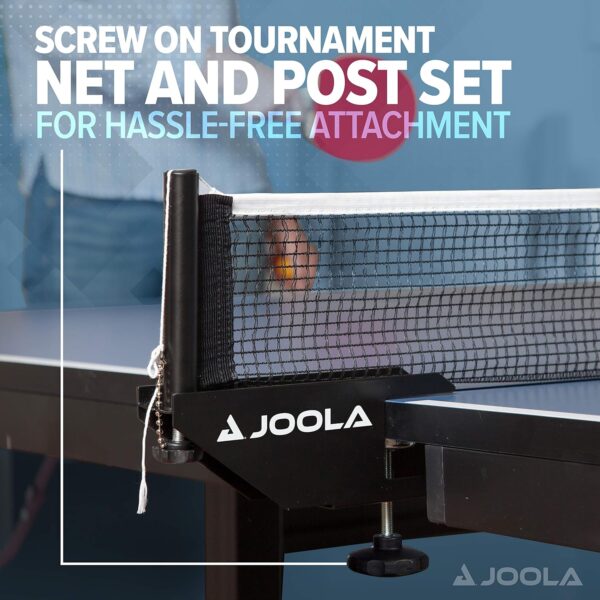 JOOLA Inside Professional MDF Indoor Ping Pong Table with Quick Clamp Table Tennis Net and Post Set - 10 Minute Easy Assembly - Tournament Quality - Foldable with Single Player Playback Mode - Image 89