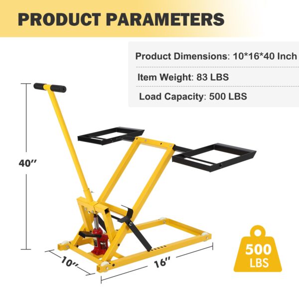 Lawn Mower Lift with Hydraulic Jack, 26 Inches Lawn Mower Lift, Welded Solid Steel Construction, Weight Capacity 500 LBS, for Riding Lawn Mowers Tractors, ATVs Maintenance - Image 47