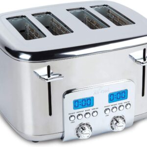 Stainless Steel Digital Toaster with Extra Wide Slot, 4-Slice, Silver