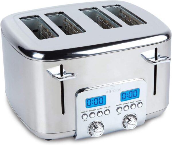 Stainless Steel Digital Toaster with Extra Wide Slot, 4-Slice, Silver