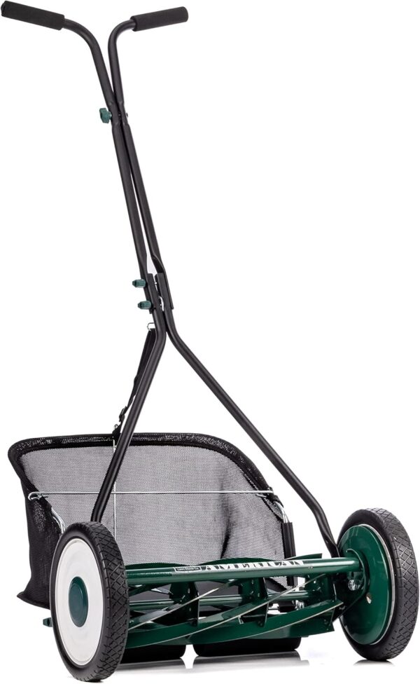 16-inch 7-Blade Reel Mower with Grass Catcher, Specialty Grass Mower, Green