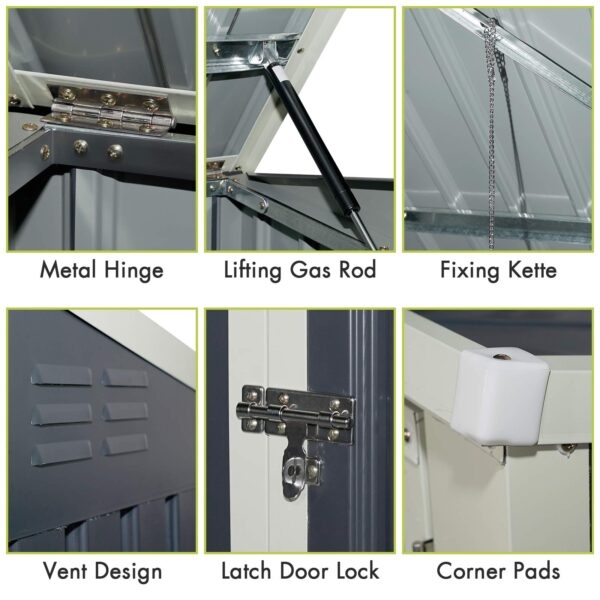Outdoor Storage Shed 6' x 3', Multi-Purpose Galvanized Steel Garbage Cans Box - Image 3