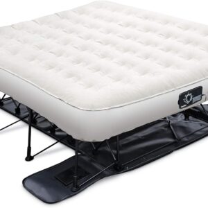 Air Mattress with Frame & Rolling Case, Self Inflatable, Blow Up Bed Auto Shut-Off, Comfortable Surface AirBed, Best for Guest, Travel, Vacation, Camping