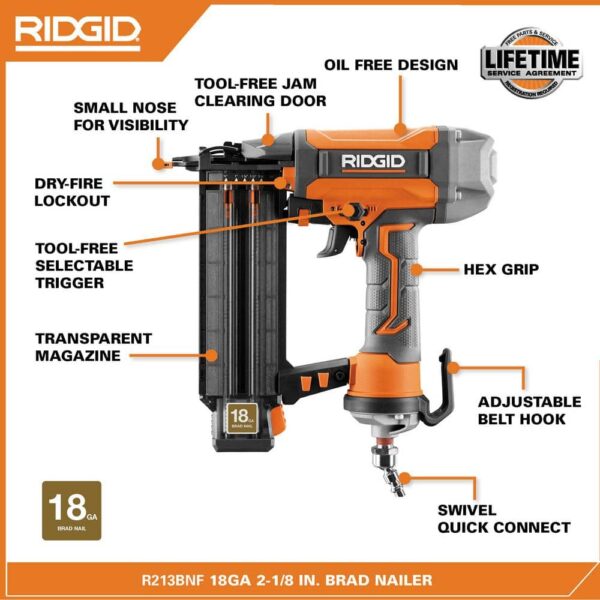 6 Gal. Portable Electric Pancake Air Compressor w/ 18GA Brad Nailer, 16GA Straight Finish Nailer, & 18GA Finish Stapler R69603FK - Image 9