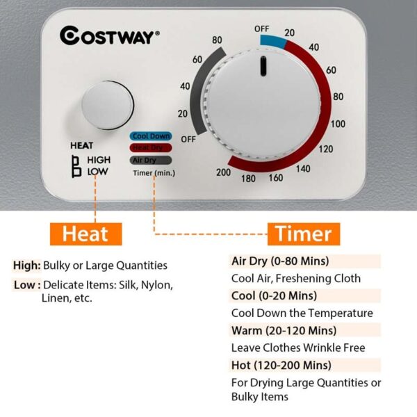 10 lbs Portable Clothes Dryer, Wall Mounted Front Load Dryer Tumble Dryer, Portable Dryer Machine for Apartments RV - Image 26