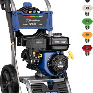 Pressure Washer, 3400 PSI and 2.6 Max GPM, Onboard Soap Tank, Spray Gun and Wand, 5 Nozzle Set, for Cars/Fences/Driveways/Homes/Patios/Furniture