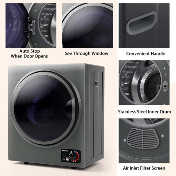 10 lbs Portable Clothes Dryer, Wall Mounted Front Load Dryer Tumble Dryer, Portable Dryer Machine for Apartments RV - Image 18