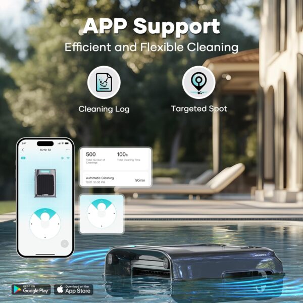 AIPER Surfer S2 Solar Pool Skimmer with APP Support, 24/7 Cleaning, Dual Charging Modes, Smart Obstacle Avoidance, Ideal for All Swimming Pool Types - Image 7