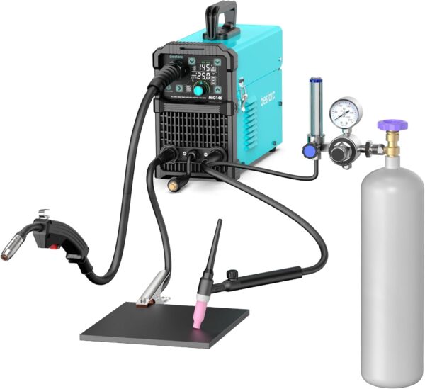145A MIG Welder, 110V/220V Dual Voltage Gas/Gasless Flux Core MIG Welder/Lift TIG/Stick 3 in 1 Synergic MIG145 9GEN Welding Machine, Flux/Solid Welder Digital Screen Display - Image 3