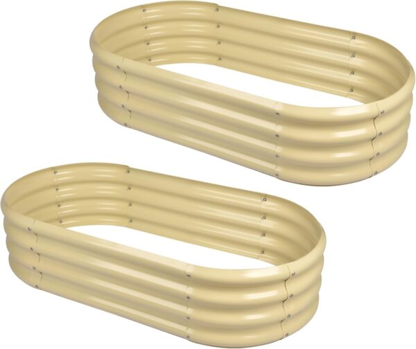 2Pcs Galvanized Raised Garden Bed Kit, 10×4×1ft Galvanized Planter Raised Garden Boxes Outdoor, Oval Large Metal Raised Garden Beds for Vegetables…………