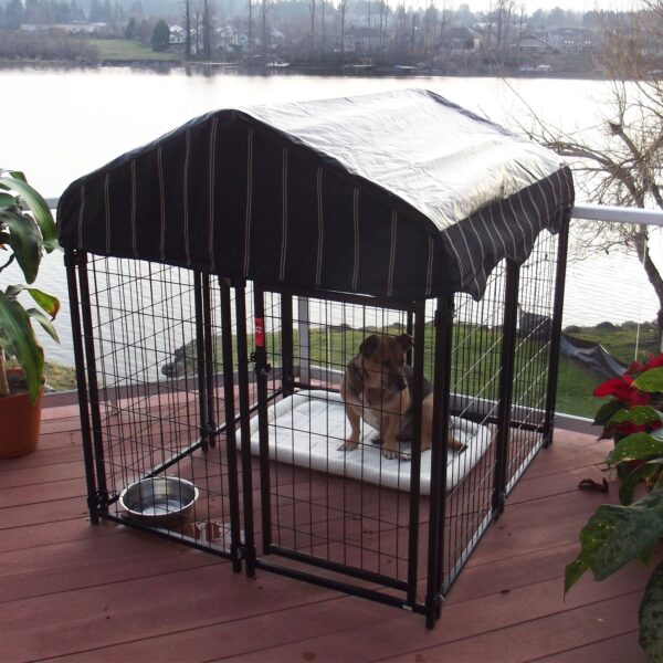 Lucky Dog 4' x 4' x 4.3' Uptown Welded Wire Dog Kennel w/ Waterproof Cover - Image 34