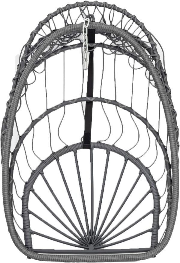 Indoor Outdoor Egg Hanging Chair with Stand, Patio Wicker Swing Egg Chair Indoor Swinging Chair Outdoor Hammock Egg Chair 350lbs Capacity for Patio Bedroom Balcony, Charcoal Grey (EG-001) - Image 26
