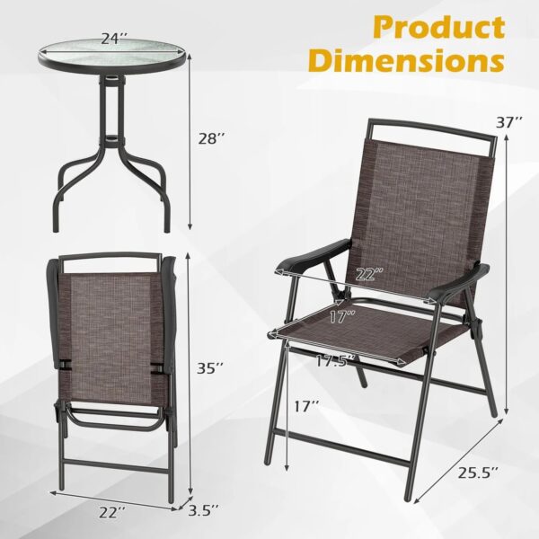 3 Pieces Bistro Set with Tempered Glass Table - Image 2