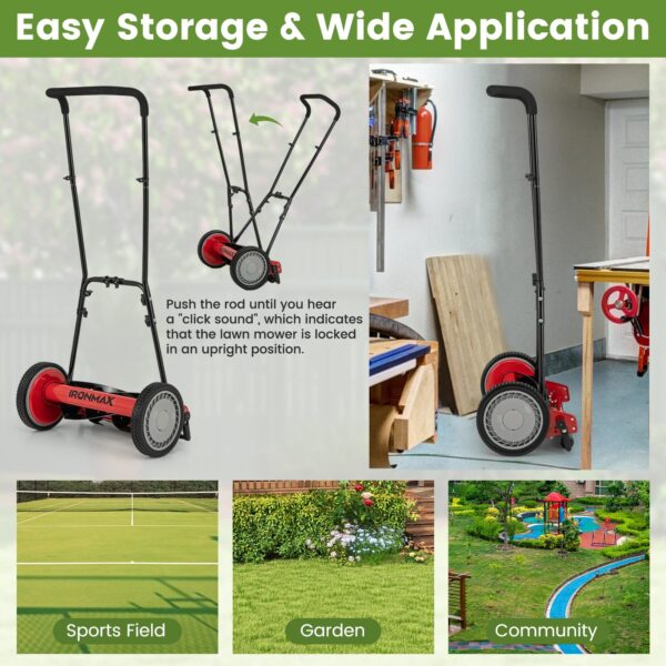 16 Inch Manual Lawn Mower for Yard, Garden - Image 5