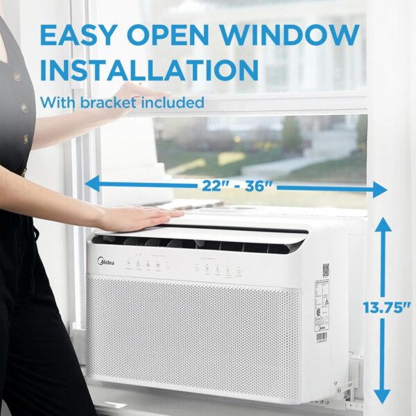 8,000 BTU U-Shaped Smart Inverter Air Conditioner – Cools up to 350 Sq. Ft., Ultra Quiet with Open Window Flexibility, Compatible with Alexa, 35% Energy Savings, Remote Control (Renewed) - Image 4