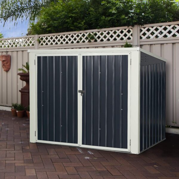 Outdoor Storage Shed 6' x 3', Multi-Purpose Galvanized Steel Garbage Cans Box - Image 5