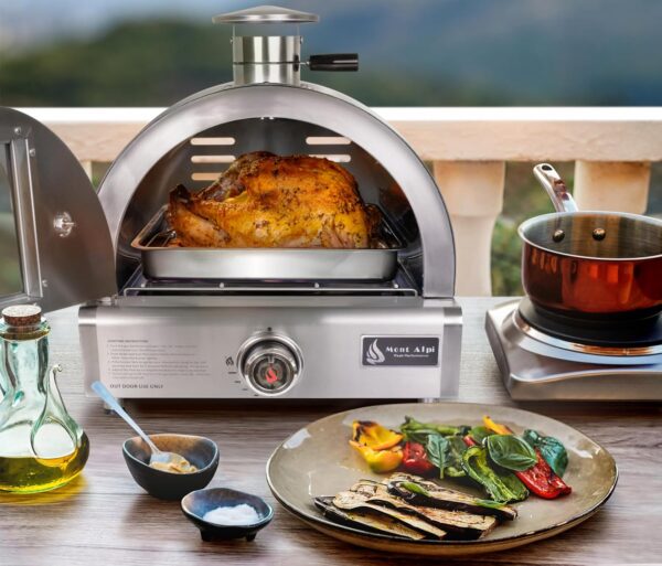 12000 BTU Multi-Fuel Countertop Table Top Stainless Steel Portable Outdoor Cooking Kitchen Backyard Propane Gas Pizza Making Baking Oven Roasting Grill - Pizza Stone Included - Image 5