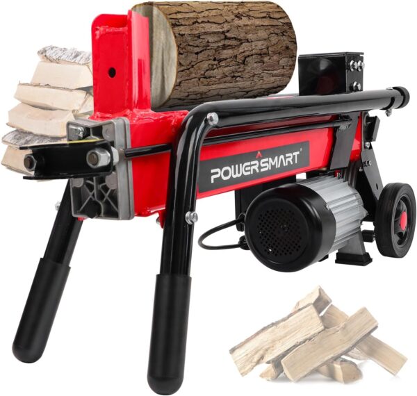 7-Ton - Efficient Wood Splitter with 3500 Motor Speed, 15 Amp, Horizontal Full Beam Design and Steel Wedge for Firewood & Kindling Cutting - Image 2