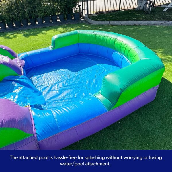HeroKiddo 16' Purple Tropical Lightweight Premium Commercial Grade Water Slide Inflatable with Attached Pool for Kids and Adults (with Blower), Wet Dry Use, Summer Fun - Image 16