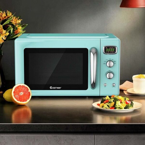 0.9Cu.ft Retro Countertop Microwave Oven, 900W with Defrost & Auto Cooking Function, Glass Turntable - Image 3