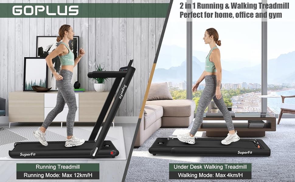 Goplus 2 in 1 Under Desk Treadmill