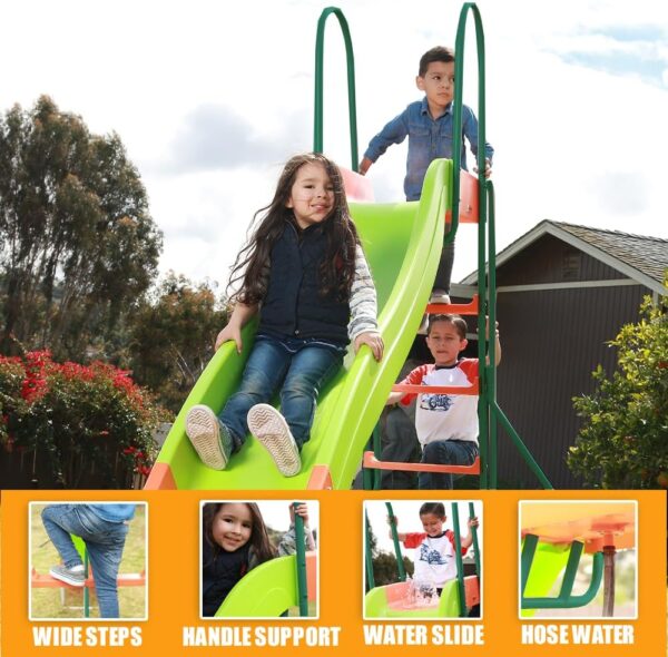 Outdoor Playground Slide, Big Backyard Freestanding Plastic Slide, 10 ft Outdoor Swing Set Slide for Kids Ages 4-8 - Image 4