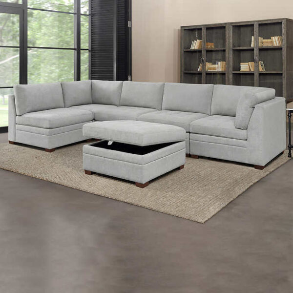 Thomasville Tisdale Fabric Sectional with Storage Ottoman - Image 14
